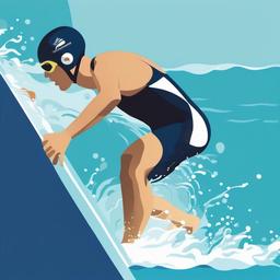 Swimmer clipart - swimmer reaching the wall to finish the race  color,minimalist,vector clipart