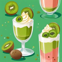 Kiwi Parfait Dessert Clipart - A dessert parfait with kiwi slices and layers.  color vector clipart, minimal style