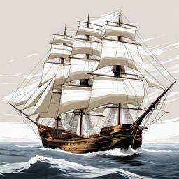 ship clipart - a majestic sailing ship gliding through the open sea 