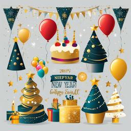 New Year clipart - festive New Year’s Eve gathering  