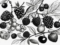 drawing of assorted berries  minimal rough sketch scribbles,doodles,black and white