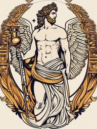 Apollo God Tattoo-Bold and dynamic tattoo featuring Apollo, the Greek god of music and prophecy, capturing themes of artistry and divinity.  simple color vector tattoo