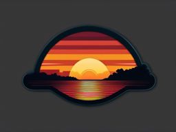 Sunrise on the horizon sticker- New day dawning, , sticker vector art, minimalist design