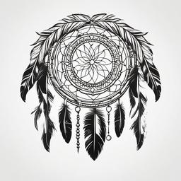 Dream Catcher Indian Tattoo - Tattoo inspired by Indian culture featuring a dream catcher.  simple vector tattoo,minimalist,white background