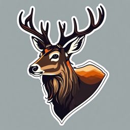 Mule Deer Sticker - A mule deer with impressive antlers, ,vector color sticker art,minimal