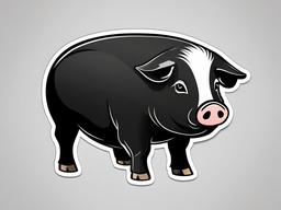 Saddleback Pig cartoon - distinctive black and white pig  cartoon sticker style