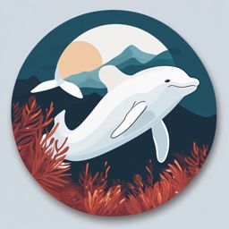 Beluga Whale Sticker - A beluga whale swimming gracefully in the Arctic, ,vector color sticker art,minimal