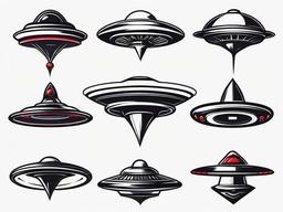 Simple UFO Tattoo Designs - Explore minimalistic and straightforward UFO tattoo designs.  simple color tattoo,vector style,white background