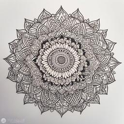 Floral Mandala Tattoo - Tattoo featuring a mandala design combined with floral elements.  simple color tattoo,minimalist,white background