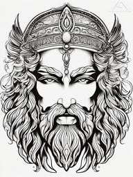 Tattoo Greek God - Express your admiration for Greek deities through a stunning tattoo that captures the essence of a specific god.  simple color tattoo design,white background