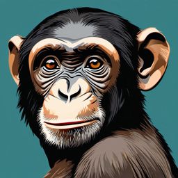 Chimpanzee clipart - Close relative of humans in the wild, ,vector color clipart,minimal