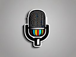 Microphone Sticker - Karaoke or music, ,vector color sticker art,minimal