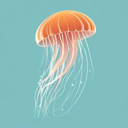 Jellyfish Clip Art - A translucent jellyfish drifting in the ocean,  color vector clipart, minimal style