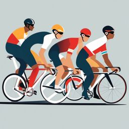 Track Cycling Team Pursuit Clipart - Track cycling team pursuit with synchronized racers.  color vector clipart, minimal style