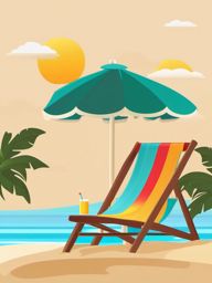 Beach Umbrella and Chair Emoji Sticker - Relaxing by the shore, , sticker vector art, minimalist design