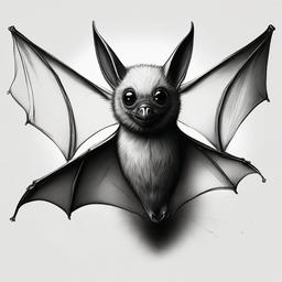 drawing of a French bat  minimal rough sketch scribbles,doodles,black and white