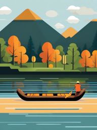 Raft on River Clipart - A raft floating on a river.  color vector clipart, minimal style