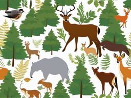 Trailside Wildlife clipart - Wildlife encounters along the trail, ,vector color clipart,minimal