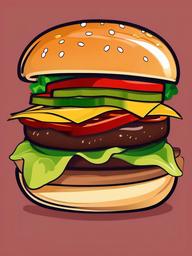 Hamburger clipart - hamburger with pickles and onions  color,minimalist,vector clipart