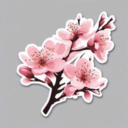 Cherry Blossom Branch Sticker - Celebrate the delicate beauty of cherry blossoms on a blossoming branch with this sticker, , sticker vector art, minimalist design