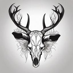 Abstract deer skull outline, a simple yet powerful emblem.  black and white tattoo style