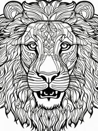 Lion Coloring Pages - Roaring King of the Jungle  black outline printable coloring page