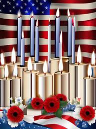 Memorial Day clipart - memorial site with candles and flowers  