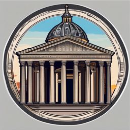 Rome Pantheon sticker- Ancient Roman temple turned church in the heart of Rome, , sticker vector art, minimalist design