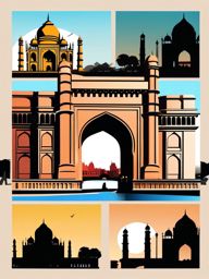 Mumbai clipart - Gateway of India and Taj Mahal Palace, ,color clipart vector style