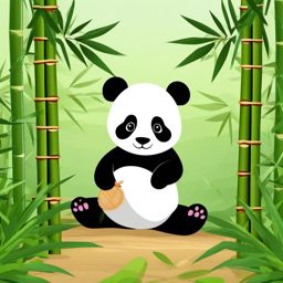 Cute Panda in a Bamboo Paradise  clipart, simple