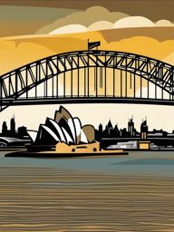 Sydney clipart - Sydney Opera House and Harbour Bridge in Australia, ,color clipart vector style