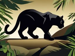 Panther Clipart in the Shadows,Panther stealthily lurking in the shadows, a sleek symbol of courage and stealth. 