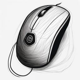 simple drawing of computer mouse  minimal rough sketch scribbles,doodles,black and white