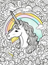 Unicorn and Rainbow Sprinkles Coloring Pages - Colorful Treats with a Unicorn Twist  minimal black outline printable sheet, coloring page