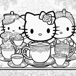 hello kitty coloring pages - hello kitty hosts a magical tea party with friends. 