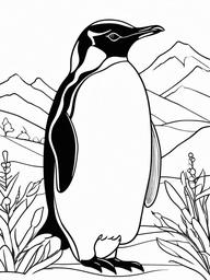 Penguin Coloring Pages - Flightless Bird in Cold Climates  minimal black outline printable sheet, coloring page