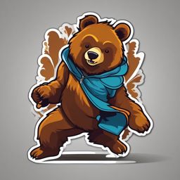 Breakdancing Bear sticker- Ursine Groove Moves, , sticker vector art, minimalist design