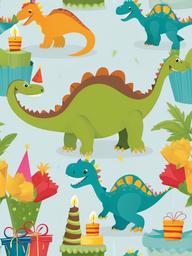 Dino Birthday Clipart,Celebratory dinosaur illustrations for birthdays  vector clipart