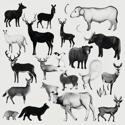 drawing of animals  minimal rough scribbles,doodles,black and white