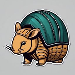 Armadillo Sticker - A cute armadillo with a protective armored shell. ,vector color sticker art,minimal