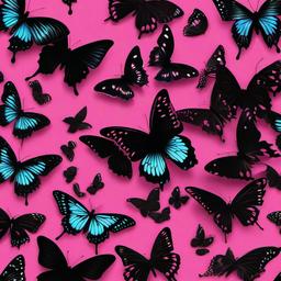 Butterfly Background Wallpaper - pink butterfly with black background  