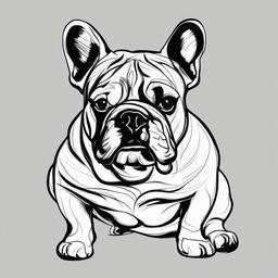 drawing of a Bulldog dog  minimal rough sketch scribbles,doodles,black and white