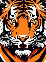 Tiger Sticker - A fierce tiger with vibrant orange and black stripes. ,vector color sticker art,minimal