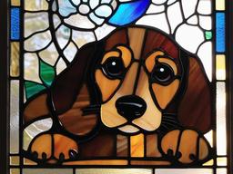 Stained Glass Dachshund Puppy - Dachshund puppy with big paws  