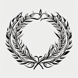 Greek Wreath Tattoo - Celebrate victory and achievement with a Greek wreath tattoo, a symbol of honor and recognition in ancient Greece.  simple color tattoo design,white background