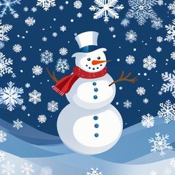 Snowman clipart - snowman surrounded by snowflakes  