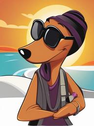 Sunglass clipart - cartoon character wearing oversized sunglasses  