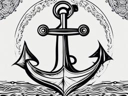 anchor and wave tattoo  simple vector tattoo design