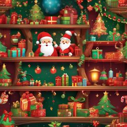 Cute Christmas Wallpaper - Santa's Workshop and Elves wallpaper splash art, vibrant colors, intricate patterns