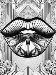 lip tattoo black and white design 